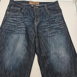 Southpole Jean Shorts Vtg Mens 42 Moto Y2K Wide Leg‎ Baggy Hip Hop Dark Blue